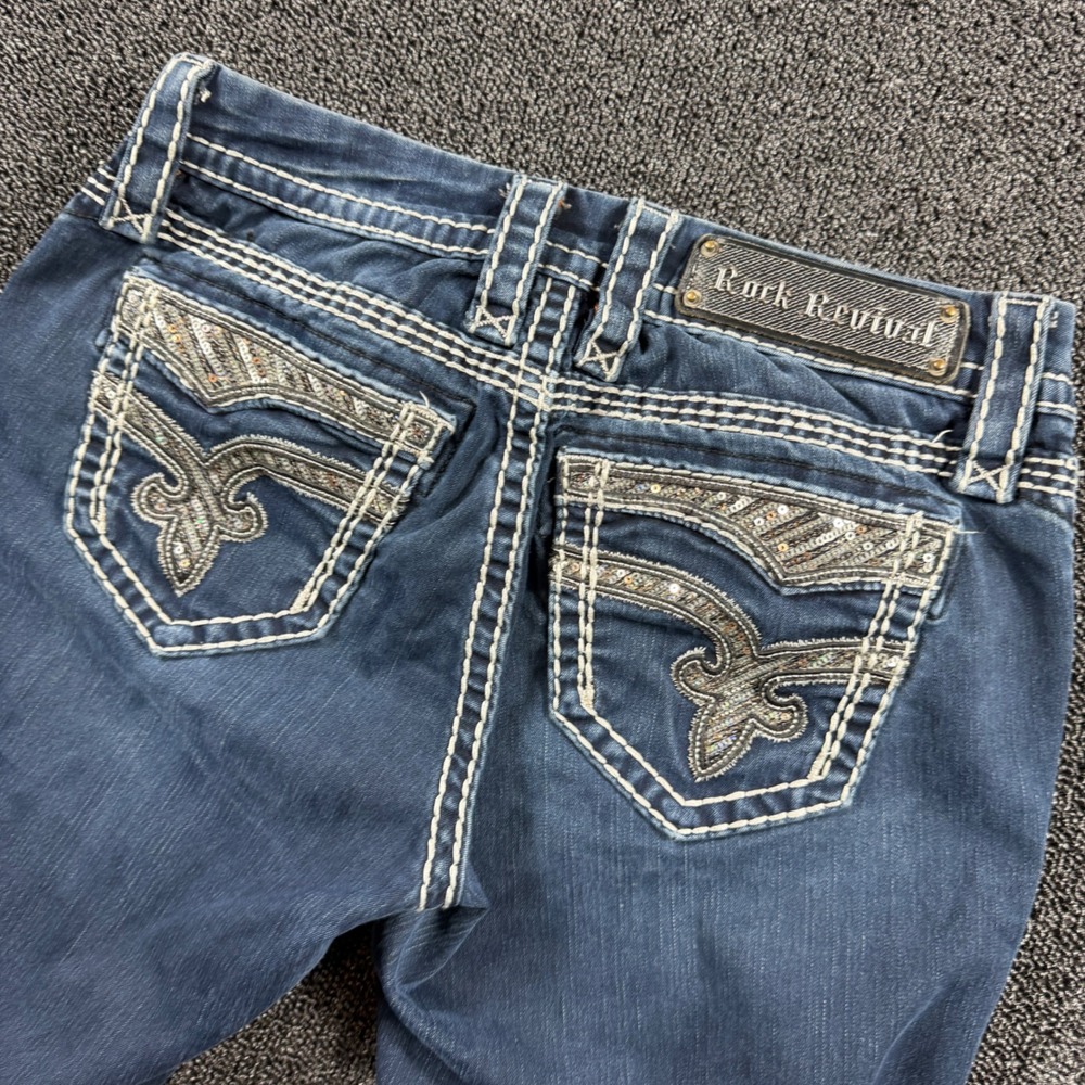 Rock‎ Revival Vivian Easy Skinny Jeans Women's 25 Blue Denim Embellished Pockets